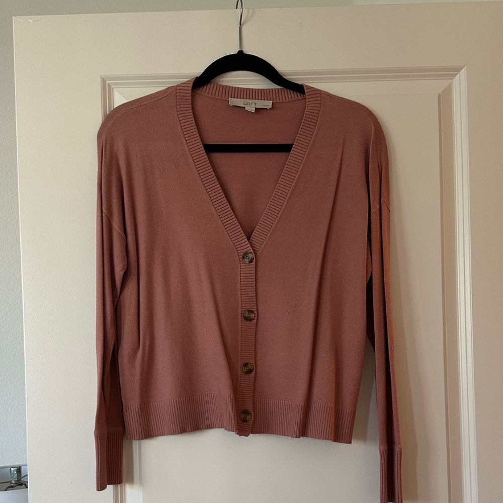LOFT Dusty Rose Cardigan Sweater